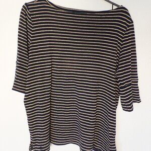 Lauren Ralph Lauren Fancy Glitter Shirt XL?? Navy with Gold Glitter Stripes XLNT